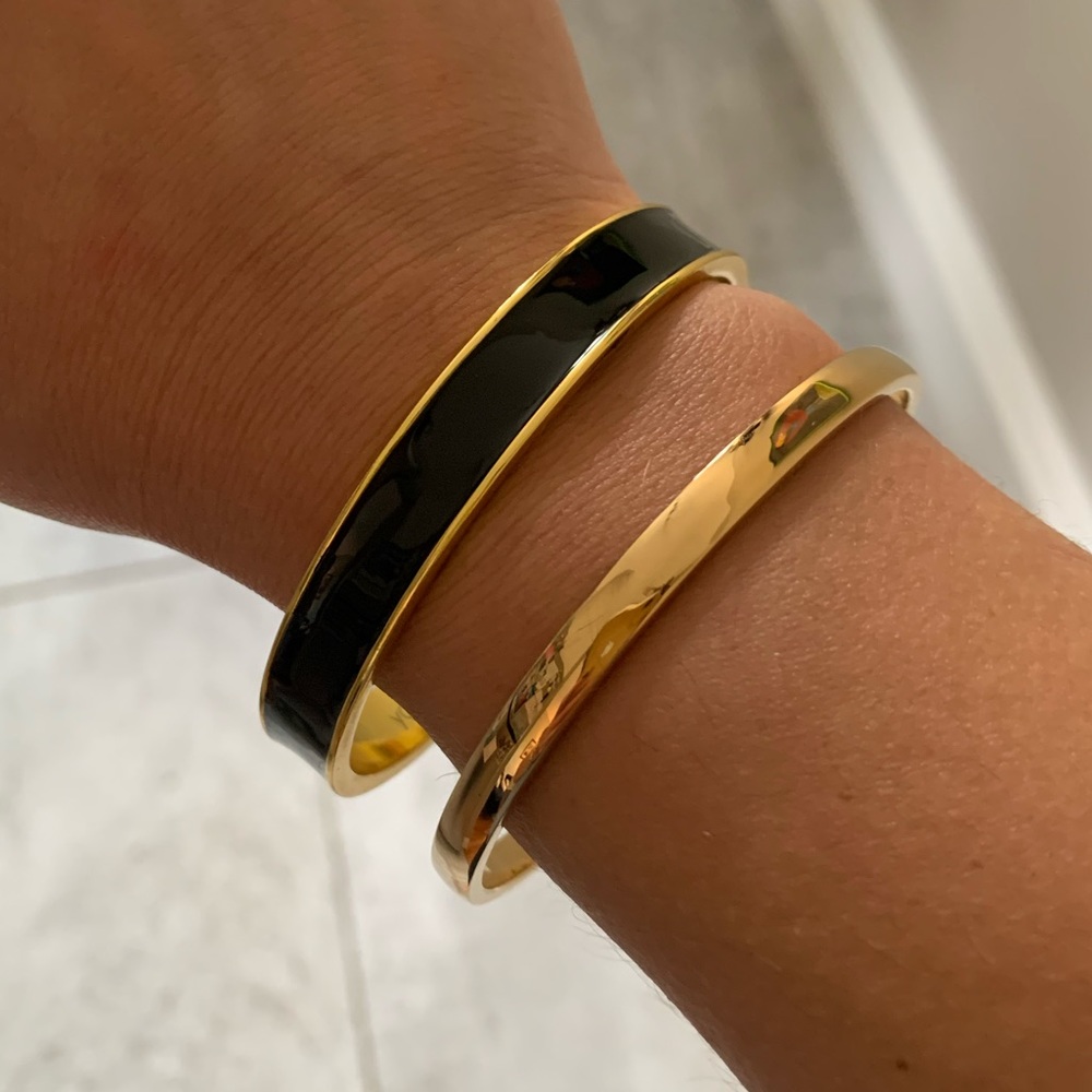Like new bangle bracelets- Kate Spade (gold) & Mudpie (black & gold)